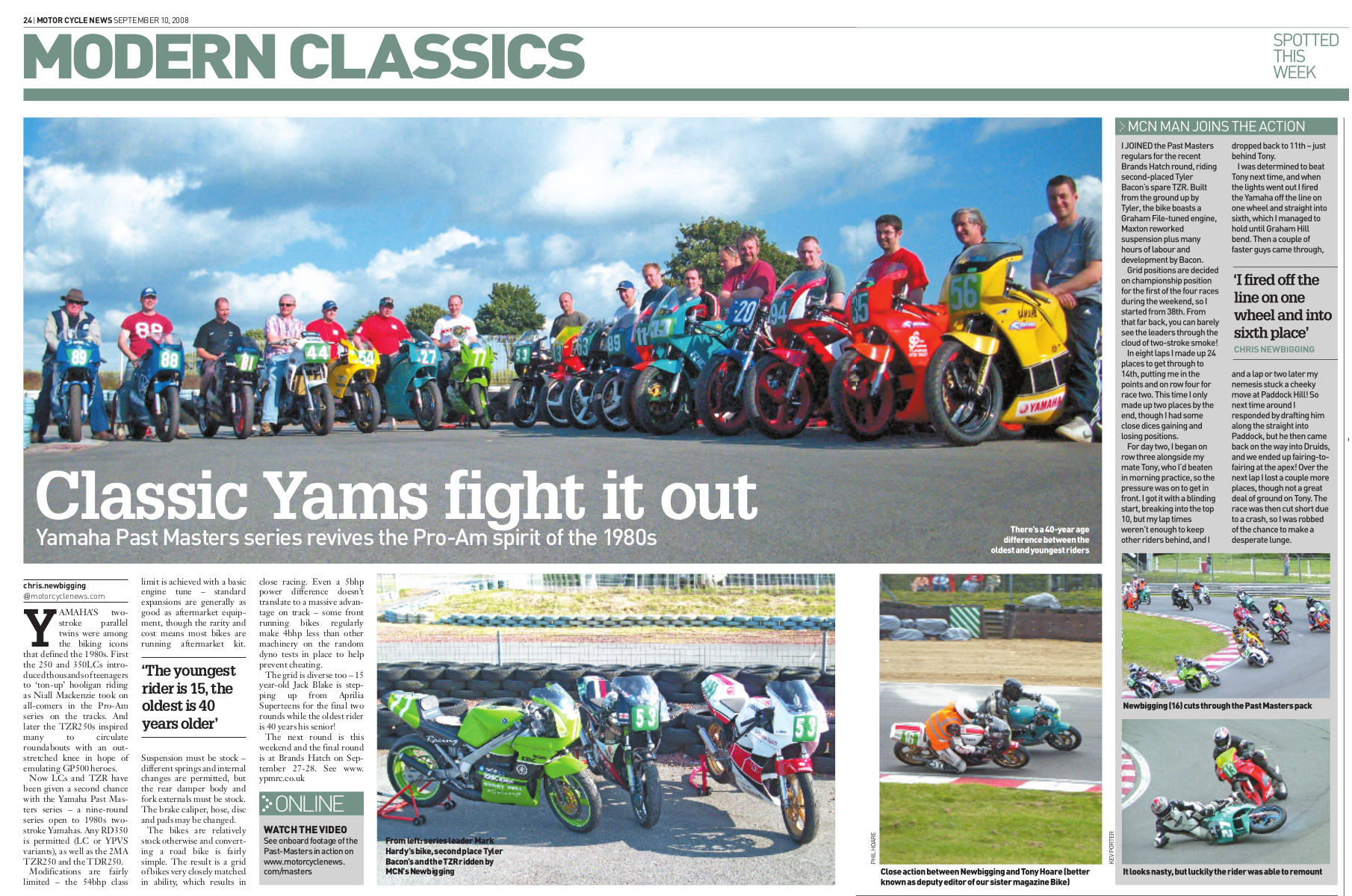 Click this Image link to What MCN Said showing chris-newbigging-of-motorcycle-news-tried-yamaha-past-masters-racing-and-thoroughly-enjoyed-himself--read-his-thoughts-here